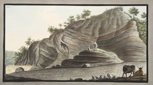 Vista de um troço de uma parte do cone de Astruni tomada à entrada deste vulcão, placa XIX de «Campi Phlegraei: observações sobre os vulcões das Duas Sicílias», de Sir William Hamilton ( de Pietro Fabris